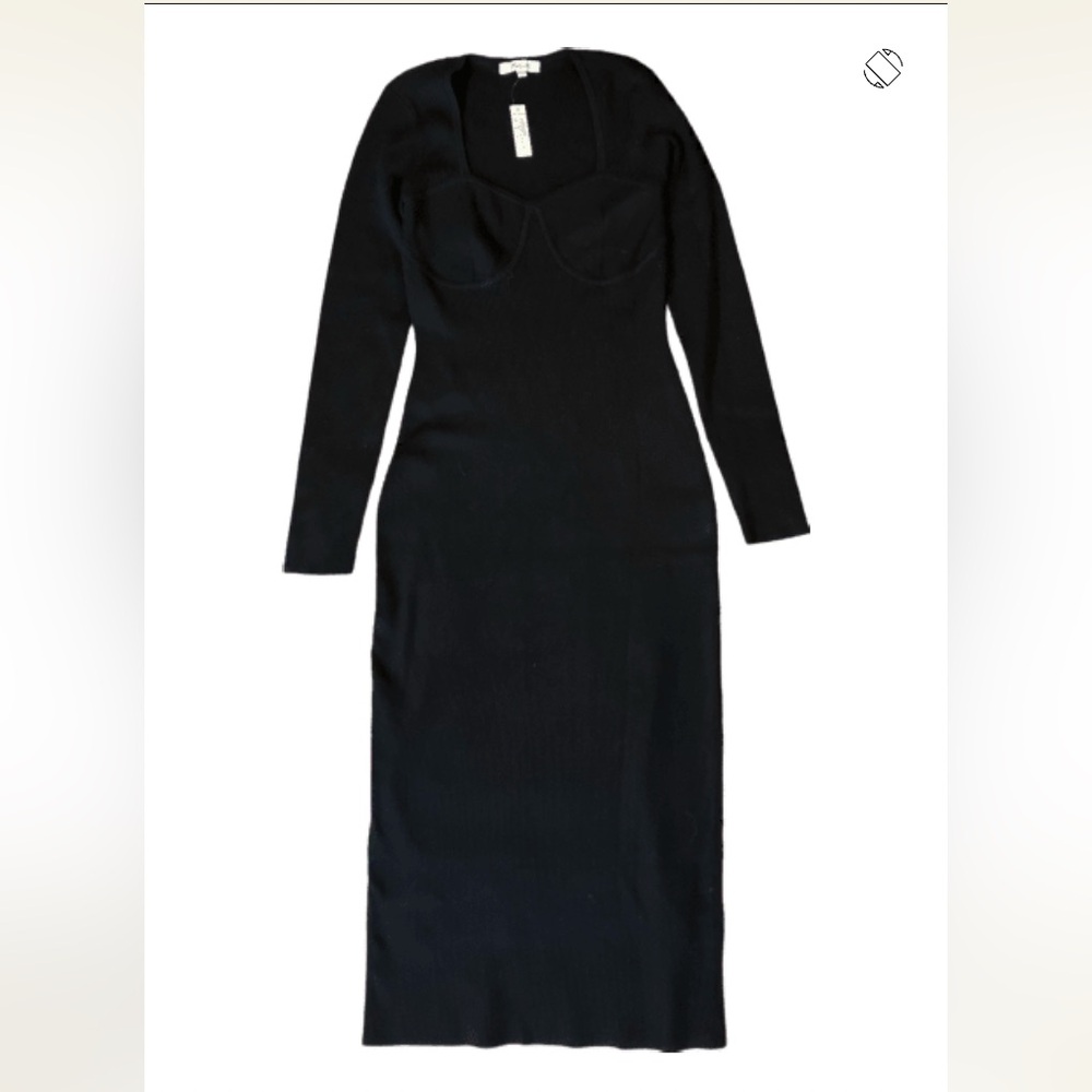 Madewell size M bodycon long sleeve black dress. Sweetheart neckline. New w tags